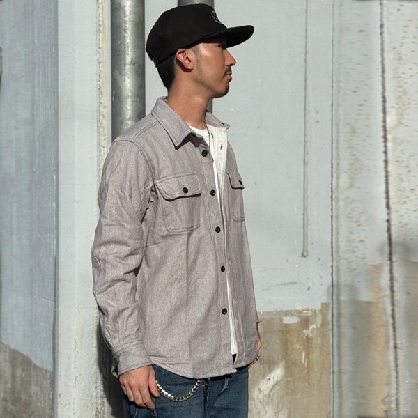 ALCARZA ヘビーウェイト ネルシャツ 無地 メンズ ダブルフェイス 厚手