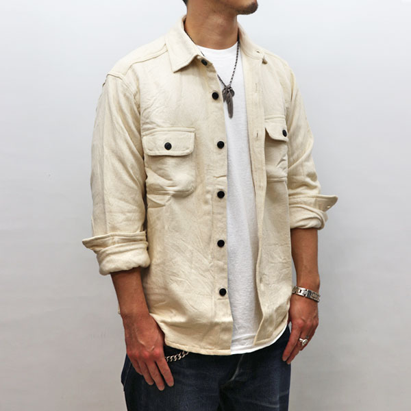 ALCARZA ヘビーウェイト ネルシャツ 無地 メンズ ダブルフェイス 厚手