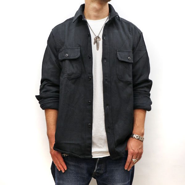 ALCARZA ヘビーウェイト ネルシャツ 無地 メンズ ダブルフェイス 厚手