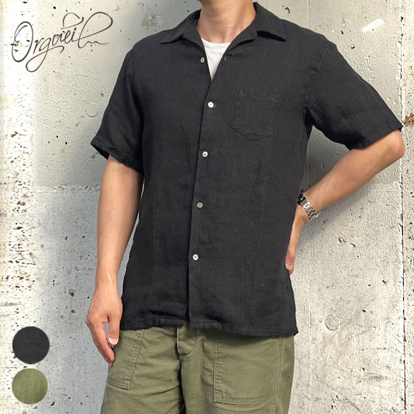 ORGUEIL オルゲイユ メンズ Linen Open Collar Shirt [OR-5092B