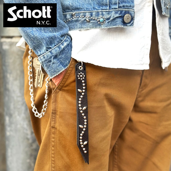 Schott N.Y.C（ショット） FLOWER STUDS LEATHER KEY HOLDER フラワー