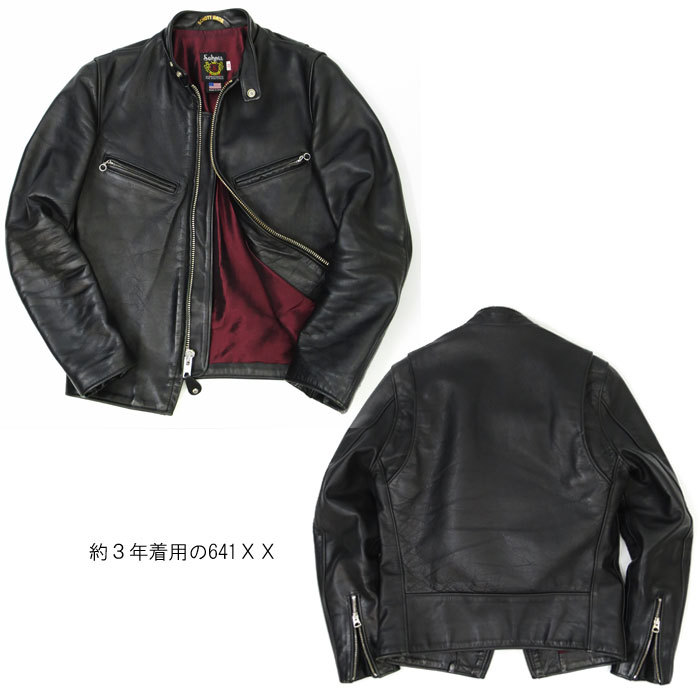 牛革 ステアハイド Schott 641XX 60's 641XX シングルライダース【BLACK】 スタンドカラー ショット レザージャケット  アメリカ製 : schott-7009 : GMMSTORE - 通販 - Yahoo!ショッピング