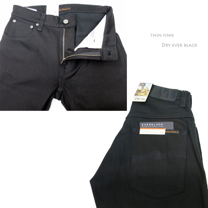 Nudie Jeans ブラック デニム W32 L30 THIN FINN 🇸🇪 Nudie Jeans Thin Finn Dry Twill Slim Fit Size W32 X L30