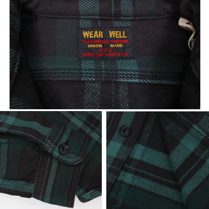 新品 UESエクストラヘビーネルシャツ 502354_15グリーンチェック柄 L 新品 UESエクストラヘビーネルシャツ 502354_15グリーンチェック柄 L