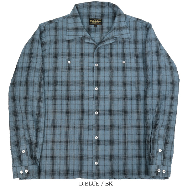 2025SS VIN&AGE TYPE VSL6 LIGHT FABRIC SHIRT ヴィン＆エイジ ヴィンアンドエイジ ライトファブリックオンブレシャツ 長袖 初夏 オンブレチェック 薄手 | Vin＆Age | 01