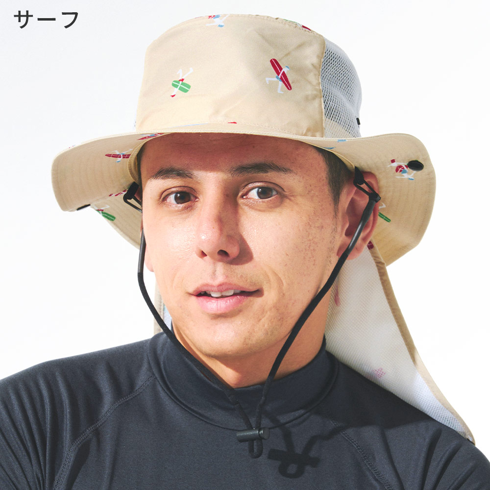 【7/3はP5倍】FELLOW ビーチハット サーフハット サファリハット 頭周り 59cm 帽子 UPF50+ 熱中症対策 サーフィン メンズ レディース キッズ | FELLOW | 21