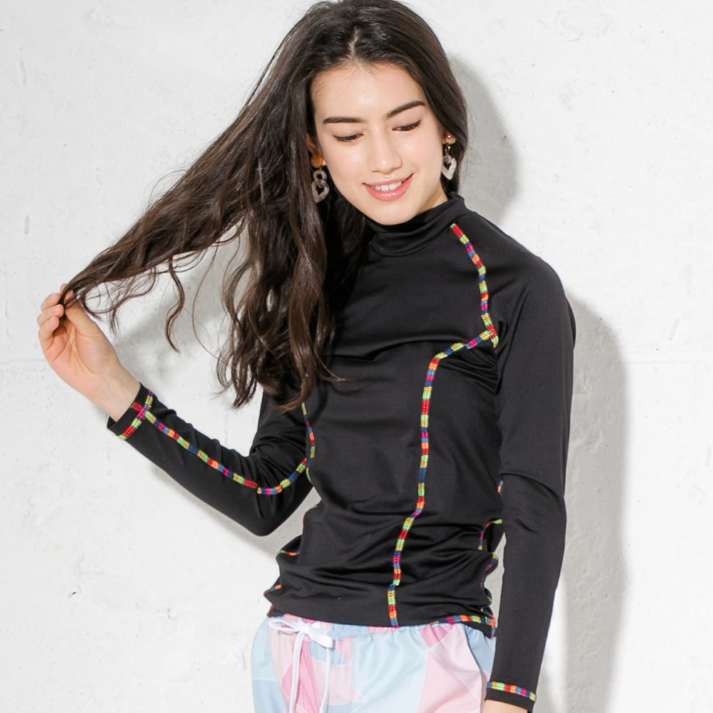 FELLOW ラッシュガード レディース 長袖 Tシャツ ハイネック ゆったり