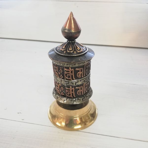 マニ車 チベット仏教 ネパール製 真鍮 アジアン雑貨 エスニック雑貨｜goa-gajah