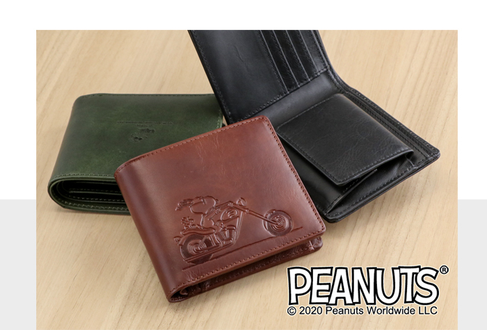 SNOOPY スヌーピー 財布 二つ折り メンズ 本革 レディース