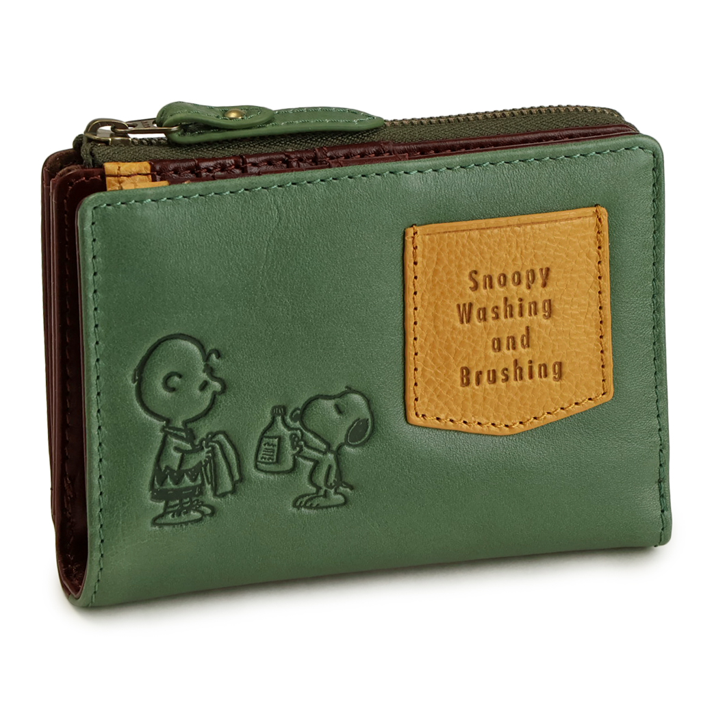 PEANUTS Washing 二つ折り財布 SNOOPY（スヌーピー） 財布 レディース 二つ折り財布 本革 革 Washing