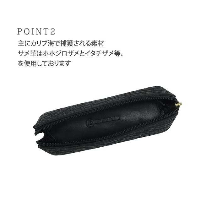 コインケース サメ革 本革 メンズ レディース がま口 牛革 革