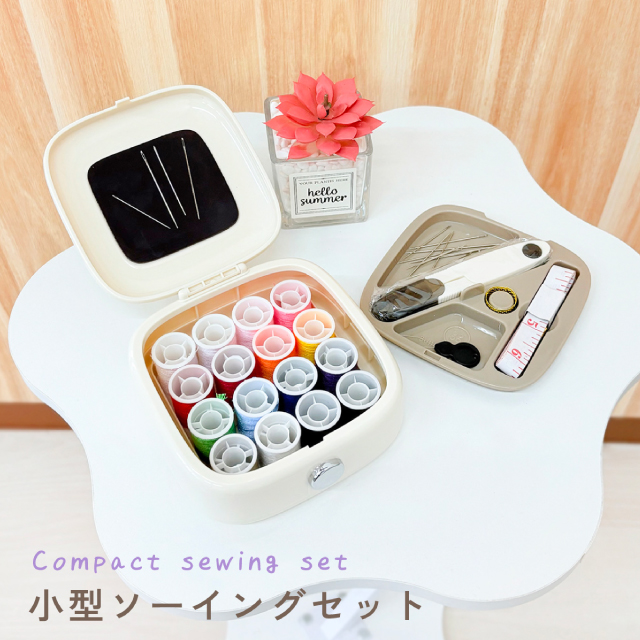 花柄 楕円形 ミニチュアソーイングセット 携帯用 裁縫道具　昭和レトロ　当時物 sewing-set-01b.jpg