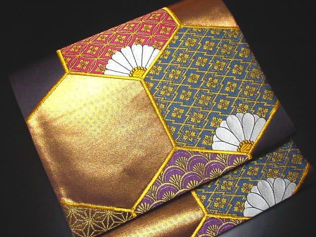 にこ★袋帯 西陣証紙有　バラの花　煌びやか黒地　和装着物  6FB10 にこ☆袋帯 西陣証紙有 バラの花 煌びやか黒地 和装着物 6FB10