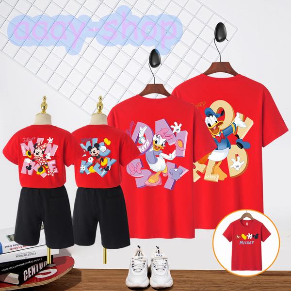 ミッキーマウス 親子T-shirt Tシャツ トップス カットソー カップル メンズ レディース パパ ママ 親子ペア 男の子 女の子 親子服お揃い｜gokigen-store｜03