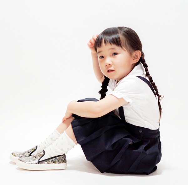 プリーツスカート タスキ付き 紺 無地 女の子 キッズ ジュニア