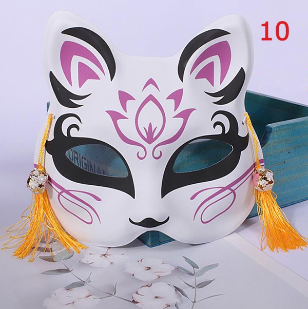 Vorcool 狐 お面 仮面 半面 ハロウィン 文化祭 学園祭 夏祭り仮面 舞踏会 二つセット 送料無料 即納