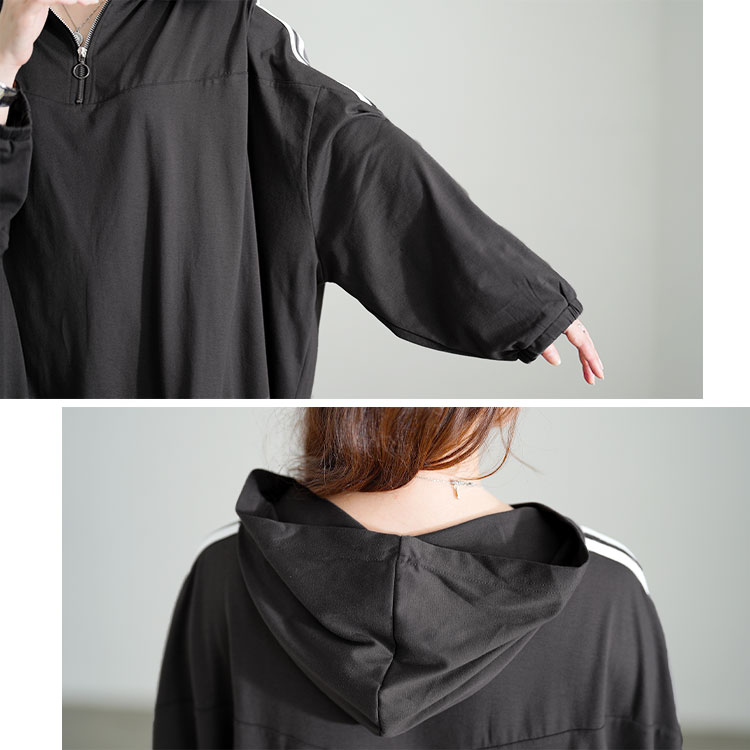 配色ラインハーフZIPパーカーチュニック