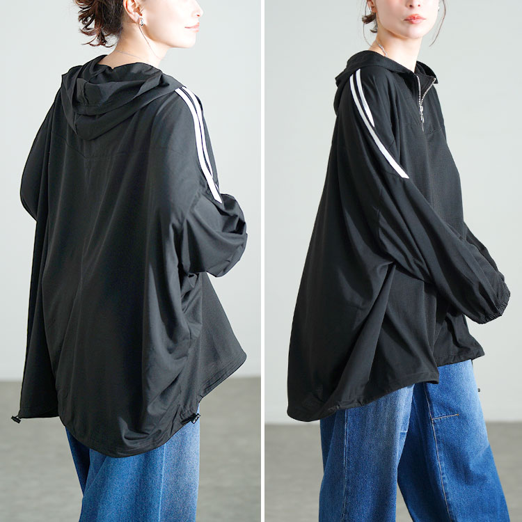 配色ラインハーフZIPパーカーチュニック