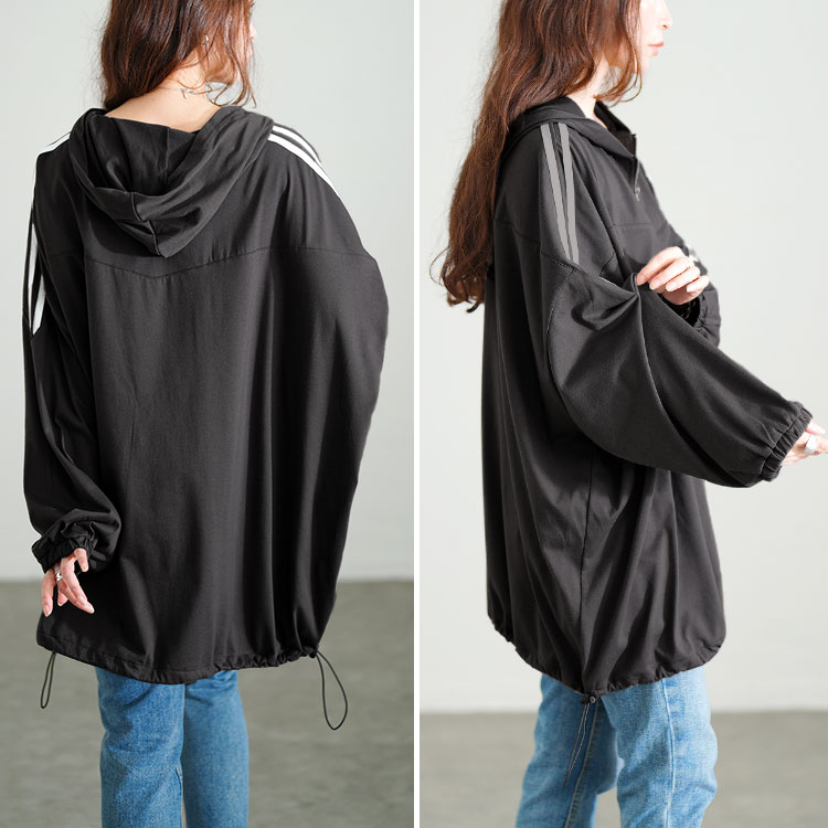 配色ラインハーフZIPパーカーチュニック