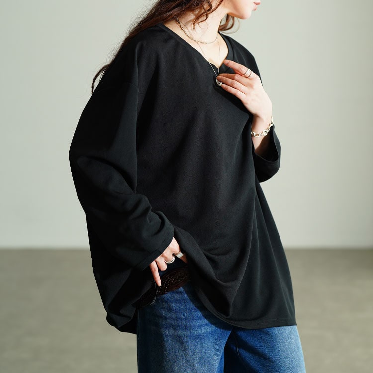 Vネックバックドロストチュニック