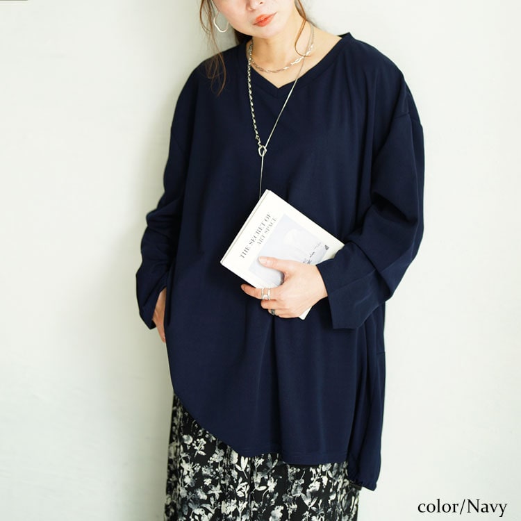 Vネックバックドロストチュニック