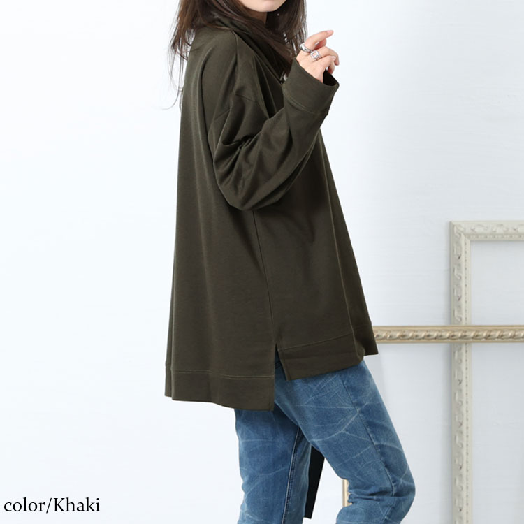 大きいサイズ レディース トップス カットソー ハーフジッププルオーバー ハーフジップ タートルネック 襟 秋服 冬服 春服 LL 2L 3L 4L  5L モカ カーキ 黒