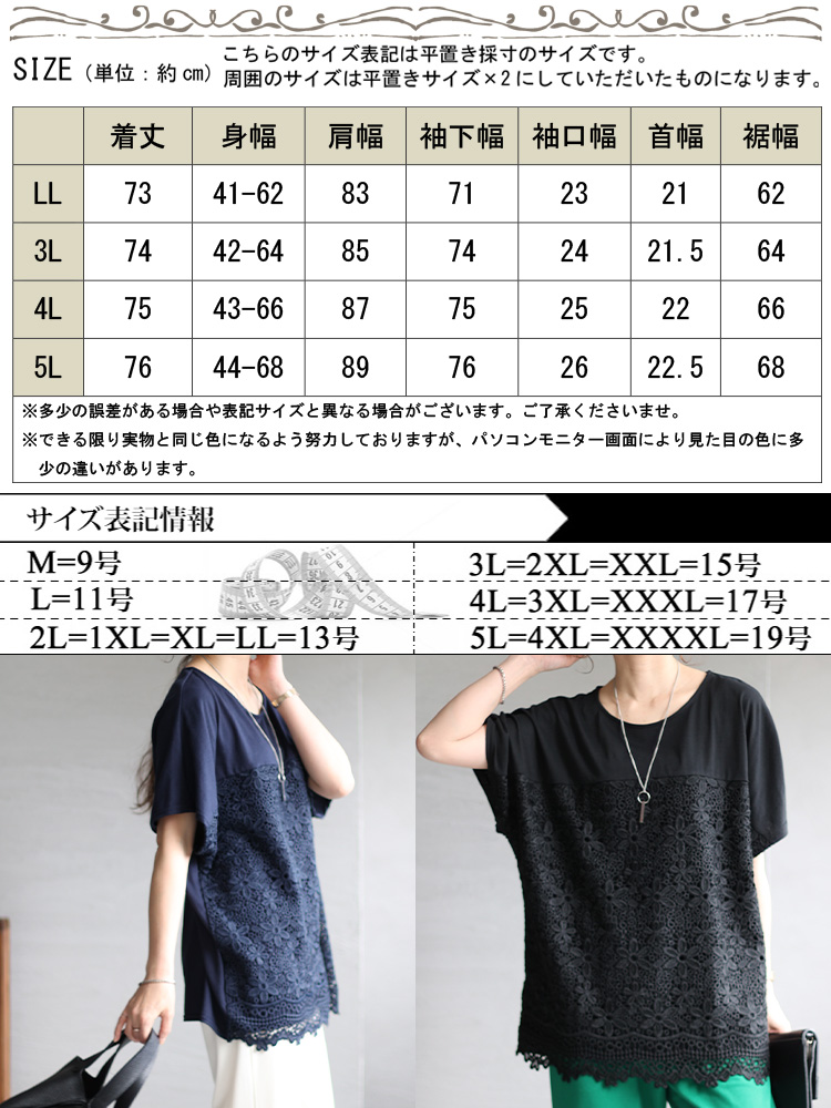 大きいサイズ レディース トップス Tシャツ カットソー 半袖 レース