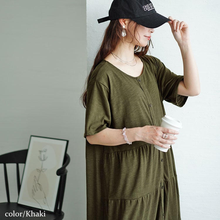 GOLDJAPAN 大きいサイズ レディース ワンピース ロング 半袖
