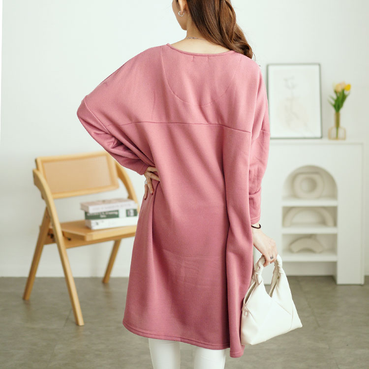 内側チェック切り替えドルマンワンピース