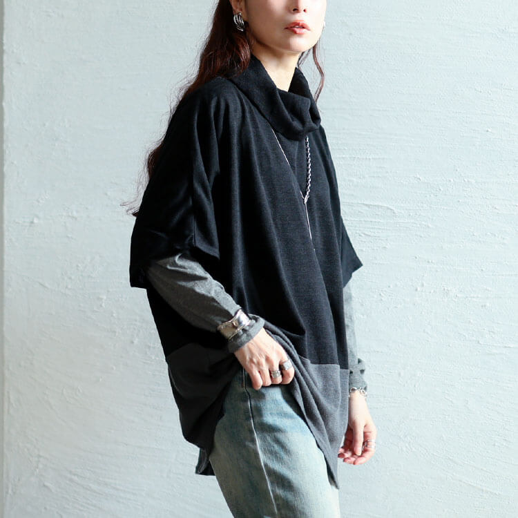 静電気防止オフタートル配色切り替えドルマン＆ロンT2点セット