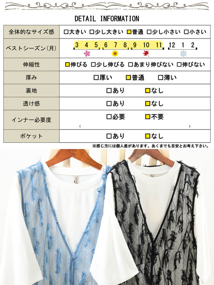 フリンジベスト＆Tシャツ2点セット
