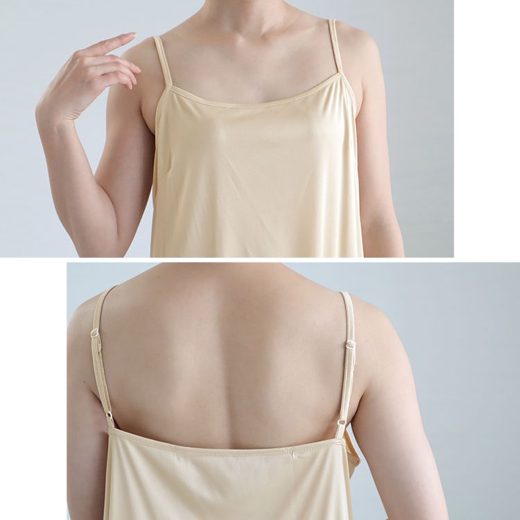 吸汗速乾透けないペチコートキャミソールワンピース