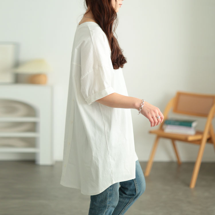 ドッグプリントコットンチュニックTシャツ