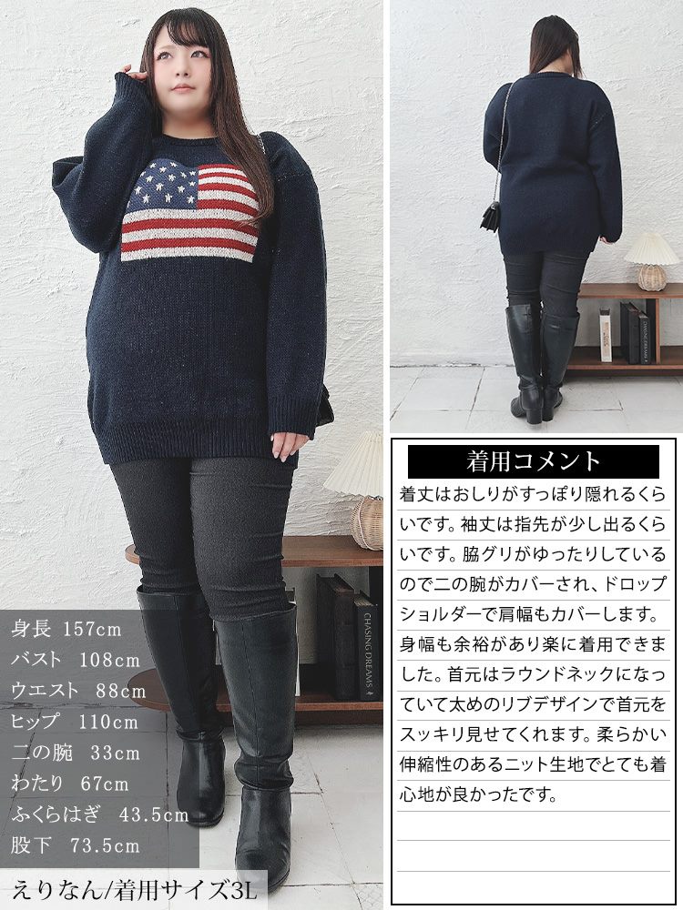 POLO RALPH LAUREN 星条旗 長袖ウール セーター Lサイズ