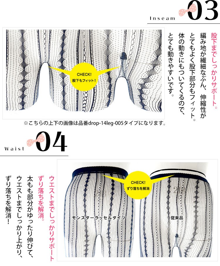 デザイン柄ラッセルタイツ