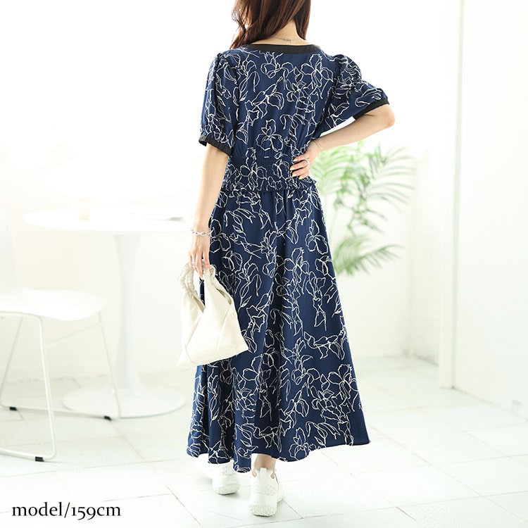 【開店記念セール!】 レディース 大きいサイズ GOLDJAPAN ワンピース 花 ロング 半袖 服&ファッション小物