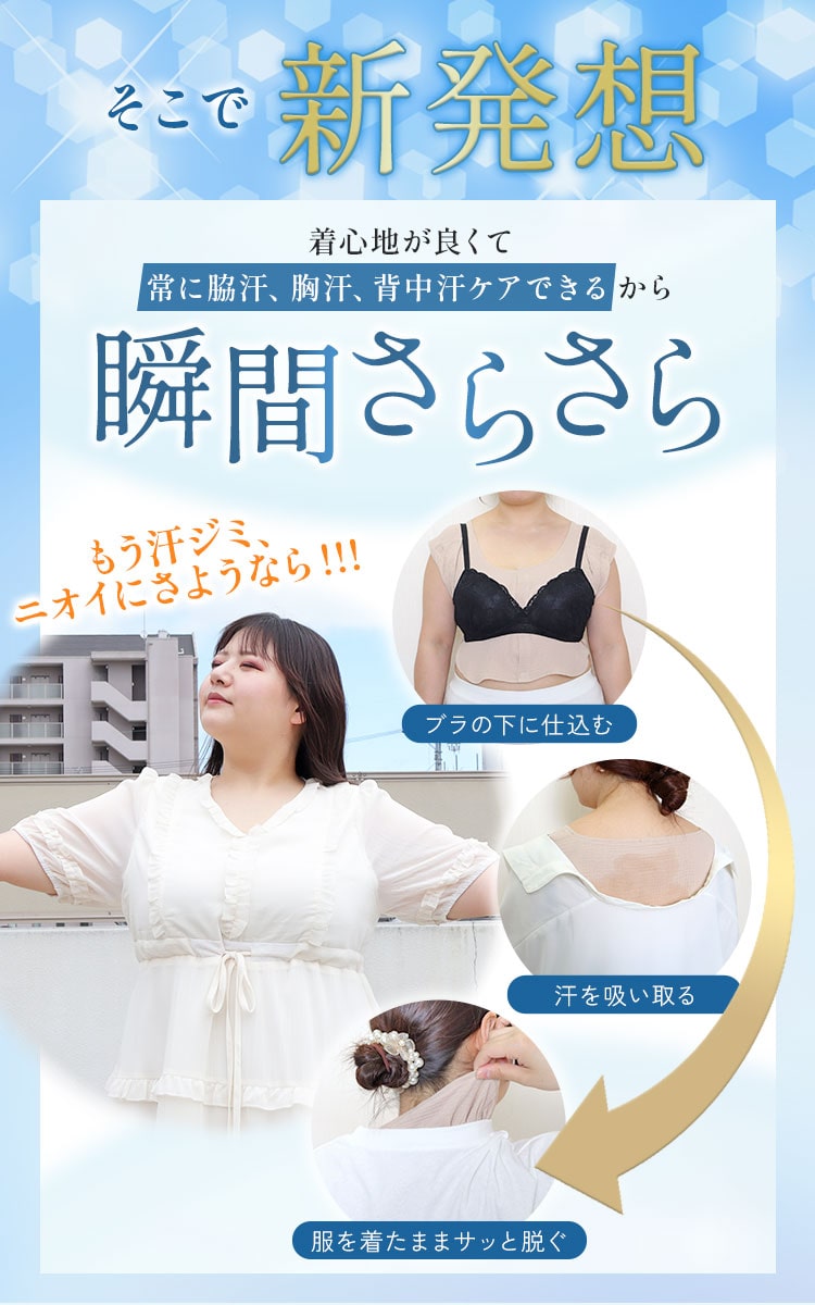GOLDJAPAN 大きいサイズ レディース インナー 脇汗 胸汗 背中汗