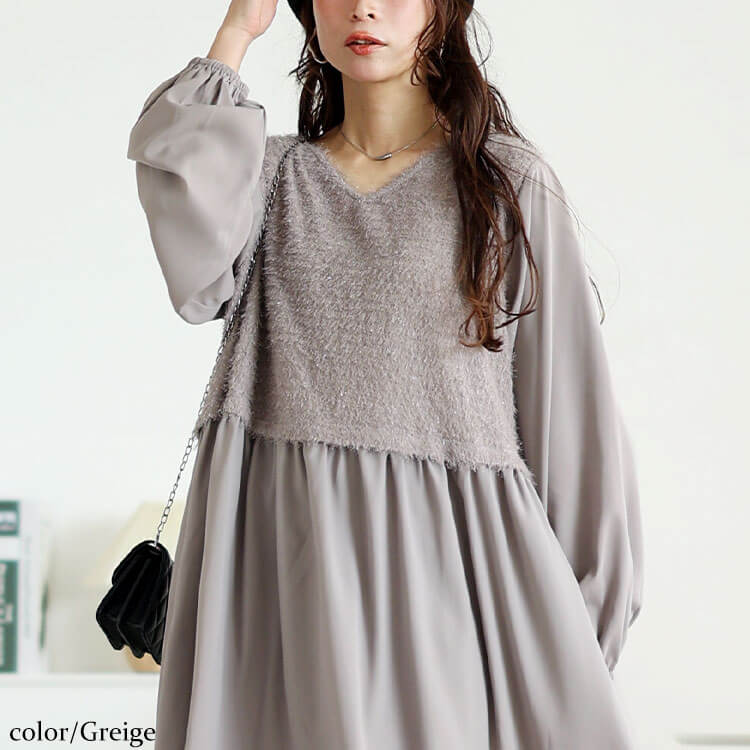美品 23区 ワンピース リボン ベルト ベージュ 大きいサイズ 46 4L rbmakc349-01.jpg