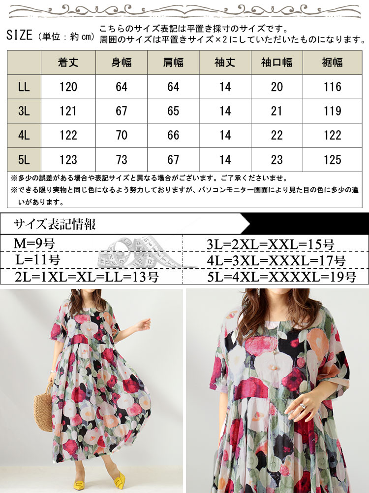 GOLDJAPAN 大きいサイズ レディース ワンピース ぼかし花柄