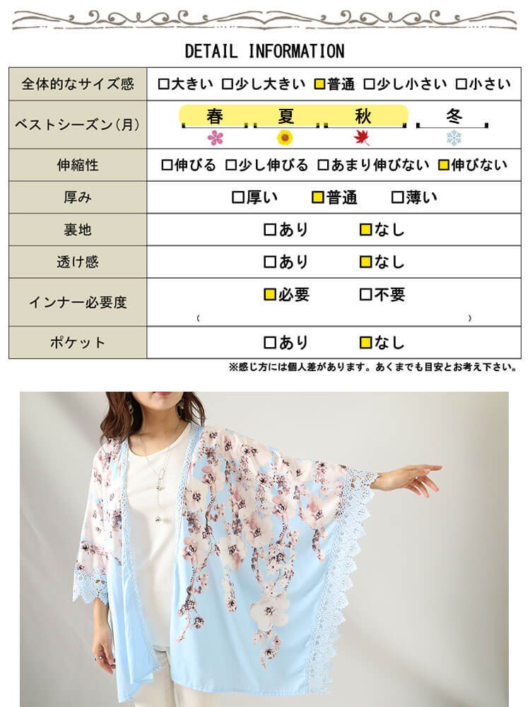 花柄レースポンチョ