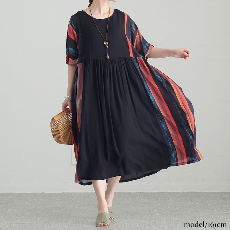 GOLDJAPAN 大きいサイズレディース ワンピース エスニック風ロング  