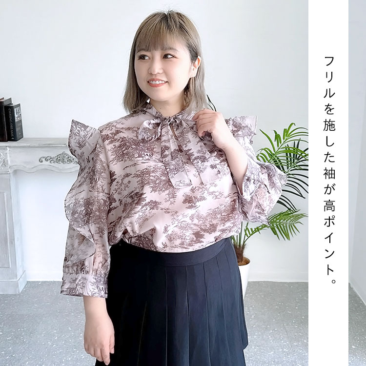 GOLDJAPAN 大きいサイズレディース トップス ブラウス フリルスリーブ 