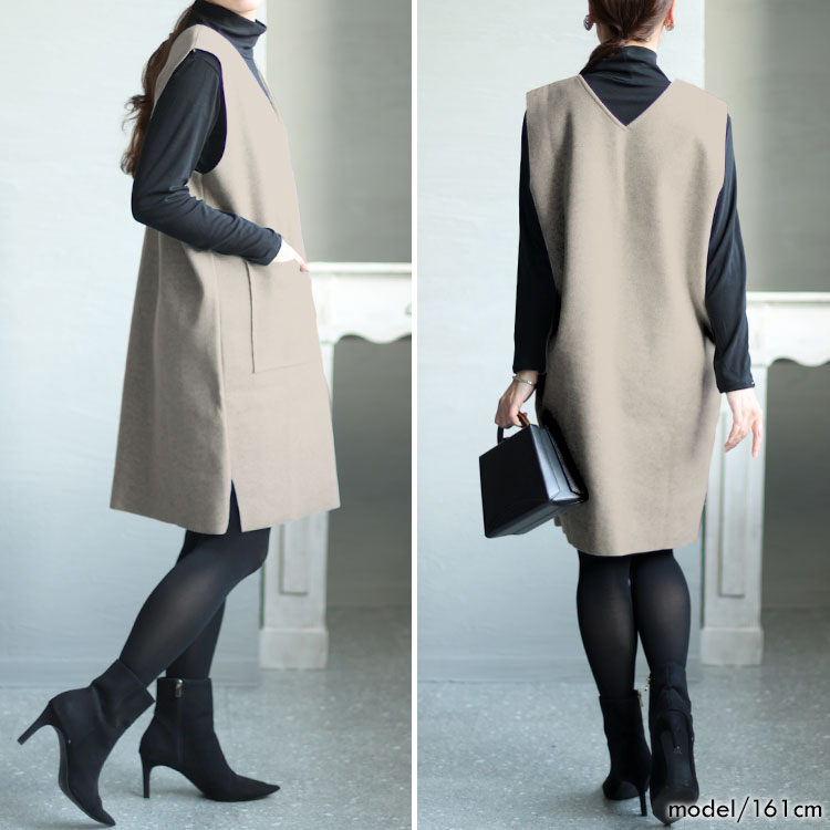 タートルネックトップス＆ジャンパースカートセット