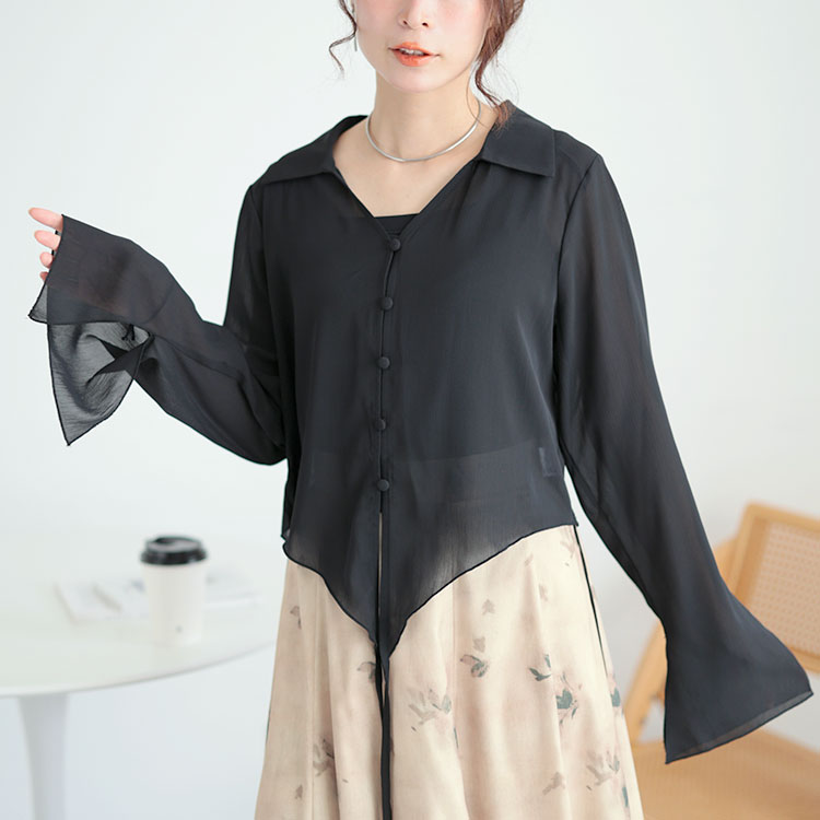 大きいサイズ レディース トップス ボトムス パンツ ズボン セットアップ セット シャツ 長袖 ガウチョパンツ 柄 秋コーデ 冬 春 LL 2L 3L 4L 5L 6L ブラック GOLDJAPAN 大きいサイズ レディース トップス ボトムス パンツ