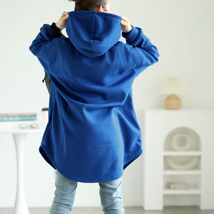 裏起毛ラウンドヘムチュニックパーカー