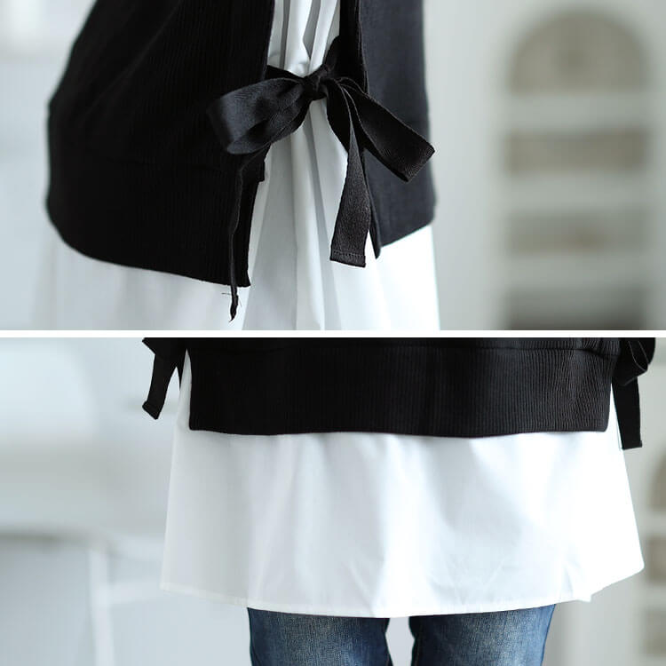 サイドリボンフェイクレイヤードチュニック