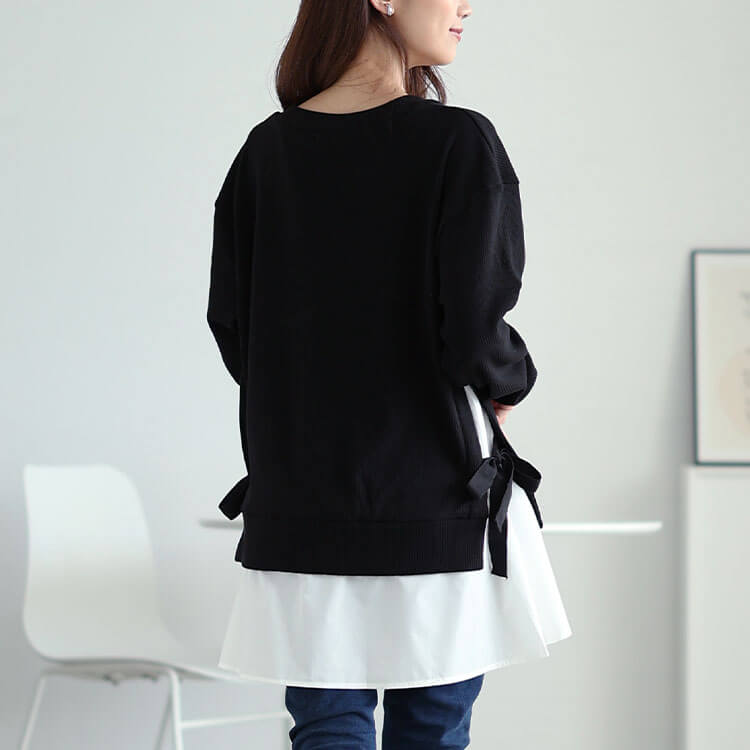 サイドリボンフェイクレイヤードチュニック