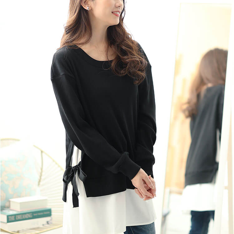 サイドリボンフェイクレイヤードチュニック