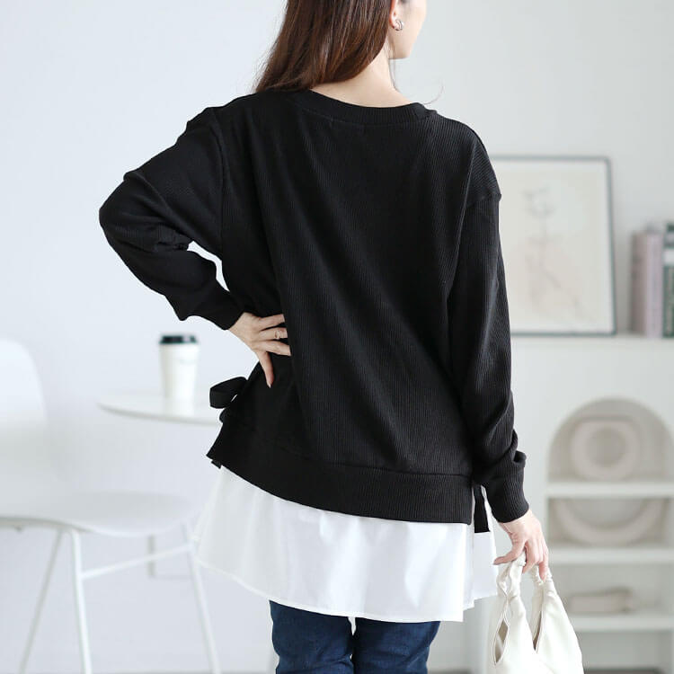 サイドリボンフェイクレイヤードチュニック