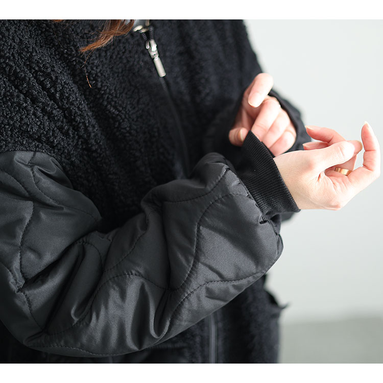 ボア切替え中綿キルティングジャケット